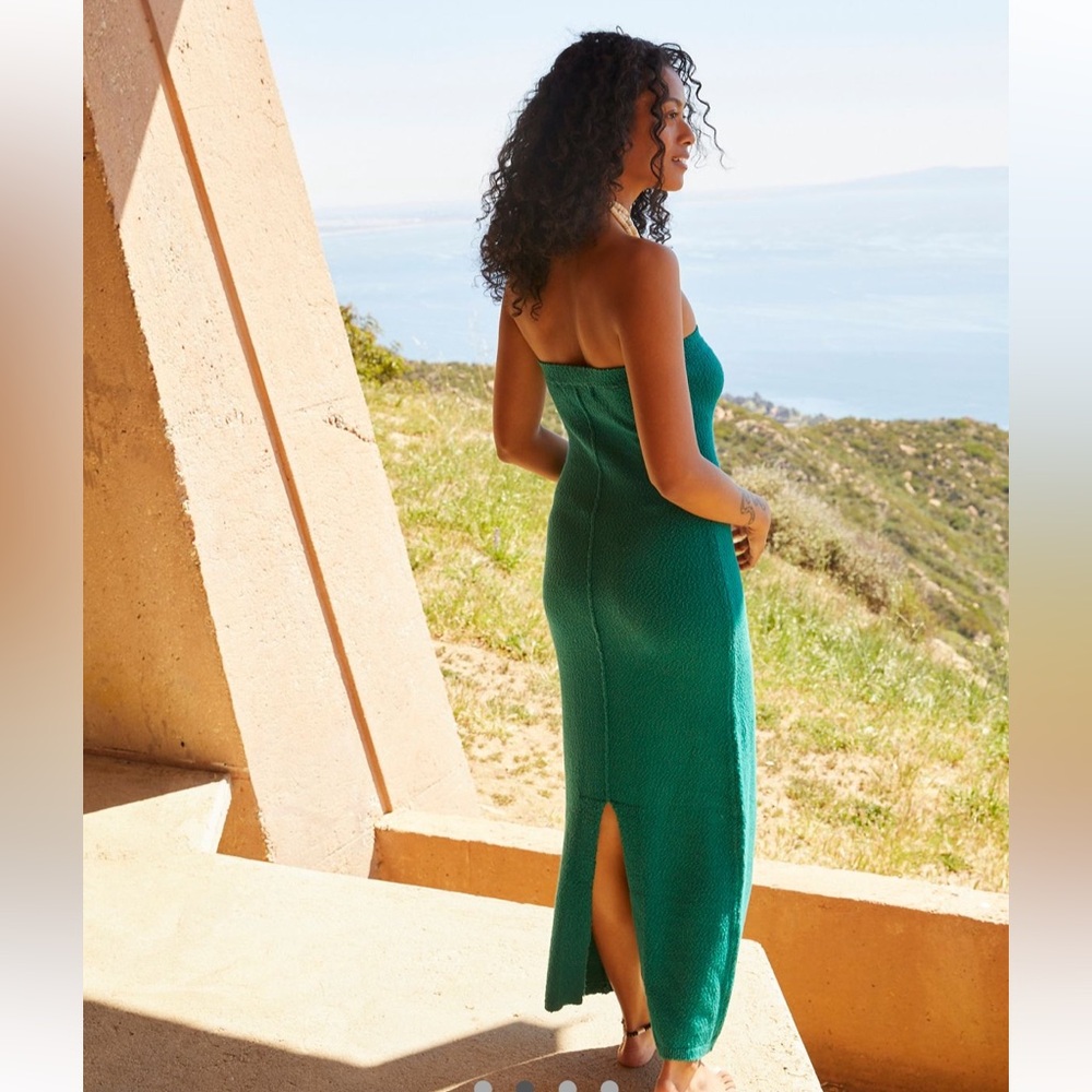 Free People Strapless Maxi Dress in Teal Green